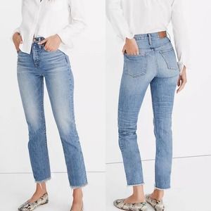 Madewell The Perfect Vintage High Rise Raw Hem Medium Wash Jeans Size 25 NWT